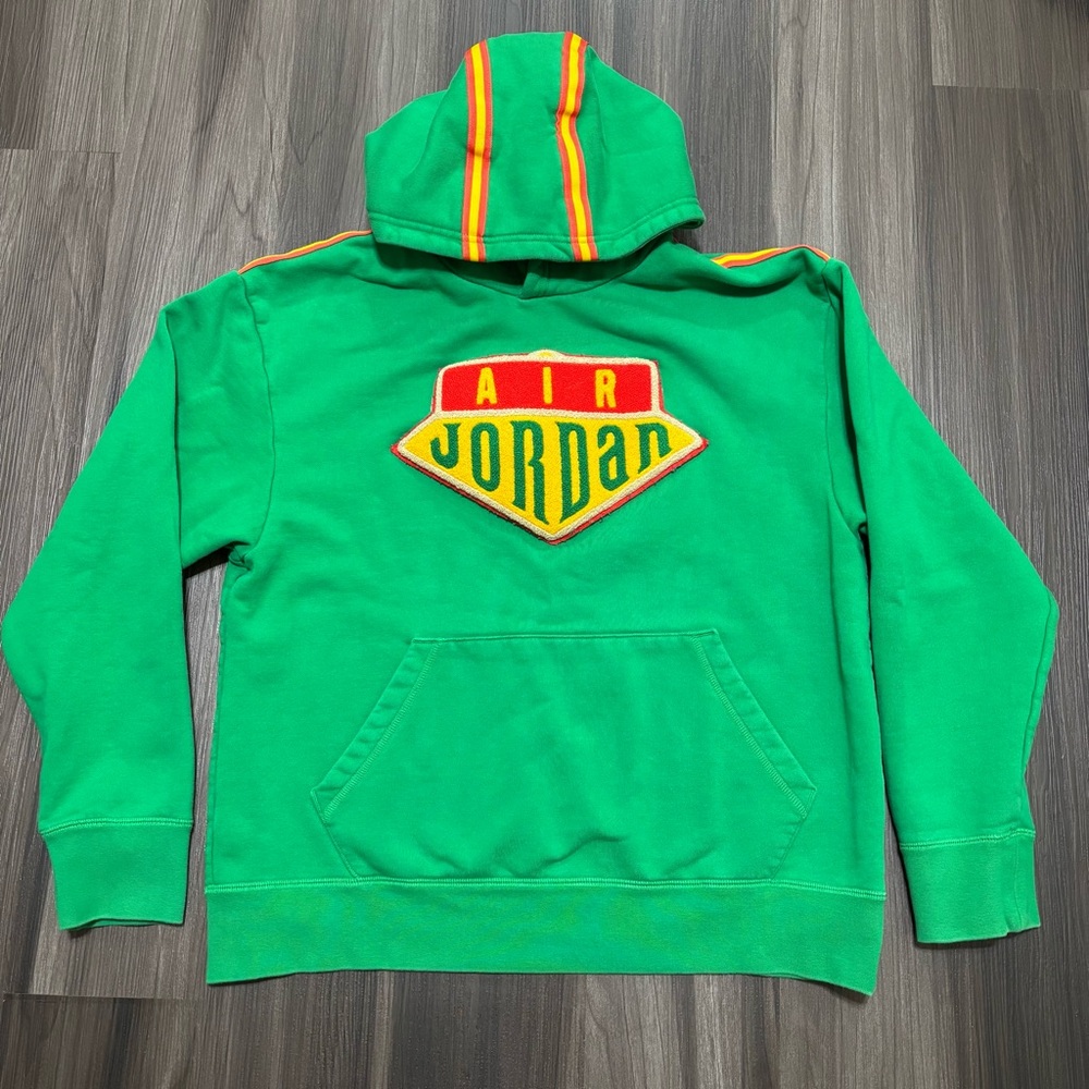 Nike Air Jordan Hoodie Men’s Large Green Sport Dna Pullover Patch Sweatshirt
